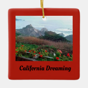 Adorno De Cerámica California Dreaming Rocky Point Coastal Red