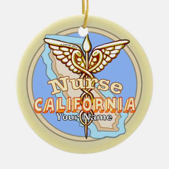 Adorno De Cerámica California Nurse Caduceus  (Frente)
