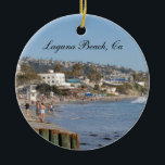 Adorno De Cerámica California Travel Vacation Photo Laguna Beach<br><div class="desc">Ornamento navideño de viajes con una foto del océano en Laguna Beach,  California. Utilice la plantilla para agregar el año en la parte posterior. Este adorno es un gran recuerdo para unas vacaciones en la playa de Laguna.</div>