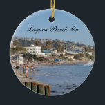 Adorno De Cerámica California Travel Vacation Photo Laguna Beach<br><div class="desc">Ornamento navideño de viajes con una foto del océano en Laguna Beach,  California. Utilice la plantilla para agregar el año en la parte posterior. Este adorno es un gran recuerdo para unas vacaciones en la playa de Laguna.</div>