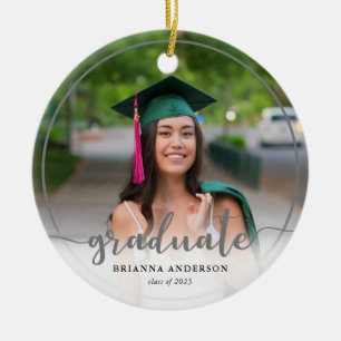 Adorno De Cerámica Caligrafía gris para foto de graduado