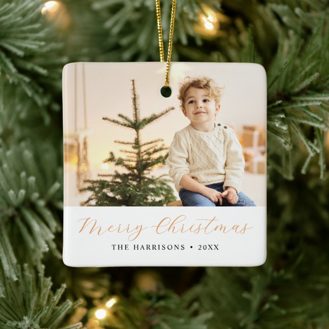 Adorno De Cerámica Caligrafía moderna Fotos navideñas más feroces (Árbol)