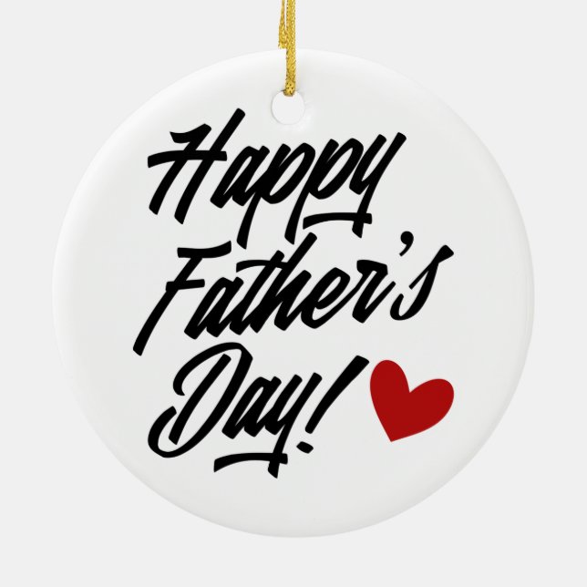 Adorno De Cerámica Caligrafía simple del Día del Padre Feliz | Orname (Atrás)