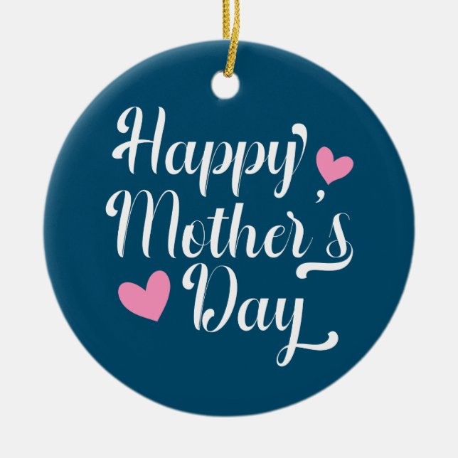 Adorno De Cerámica Caligrafía simple feliz del día de la madre | Orna (Frente)