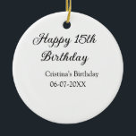 Adorno De Cerámica caligrafía simple mínimo feliz 15 cumpleaños<br><div class="desc">diseño</div>