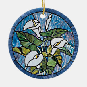 Adorno De Cerámica Calla Lilies Stain Glass Look