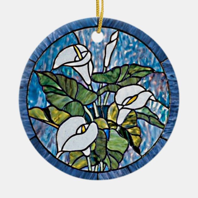 Adorno De Cerámica Calla Lilies Stain Glass Look (Frente)