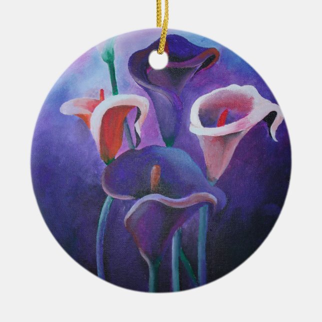 Adorno De Cerámica Callas Púrpura Lilac Y Arte Púrpura (Frente)