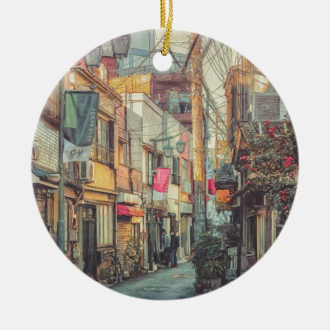 Adorno De Cerámica Calle de Tokio, Japón (Frente)