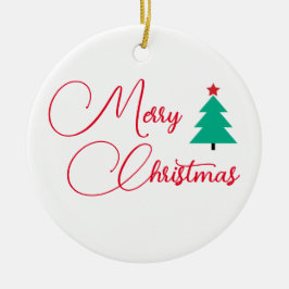 Adorno De Cerámica Calligrafía del árbol de navidad de Feliz