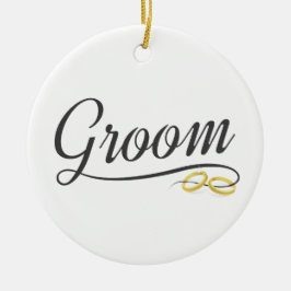 Adorno De Cerámica Calligrafía simple de Boda floral de Groom | Ornam