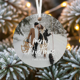 Adorno De Cerámica Calligraphy Merry Christmas Photo