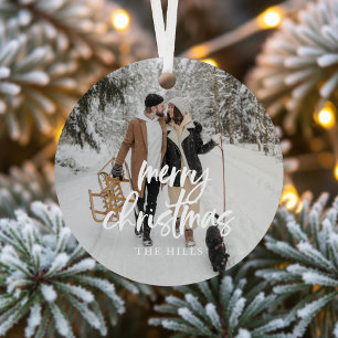 Adorno De Cerámica Calligraphy Merry Christmas Photo