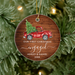 Adorno De Cerámica Calligraphy Wood First Christmas Engruck
