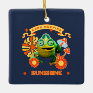 Adorno De Cerámica Camaleón Divertido Buenos Días Sol Retro Arte