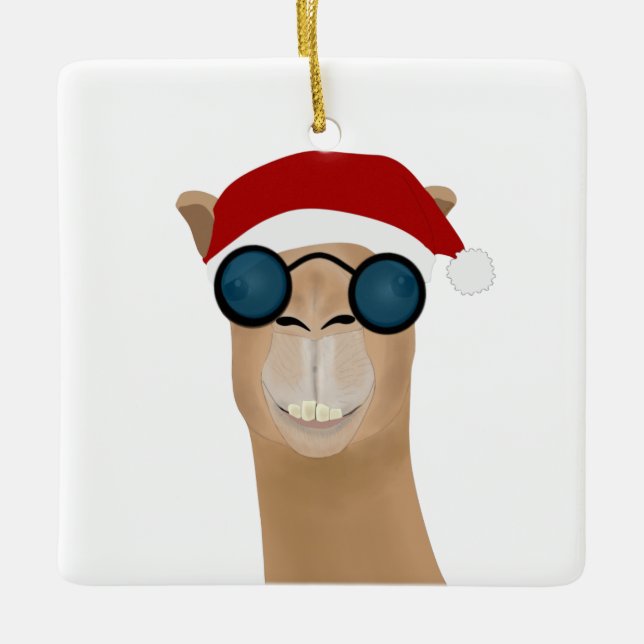 Adorno De Cerámica Camel Santa Ornament (Anverso)