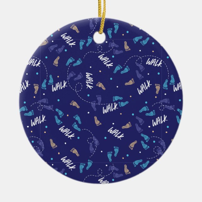 Adorno De Cerámica Caminando juntos: Silhouette de Huella de Aventura (Frente)