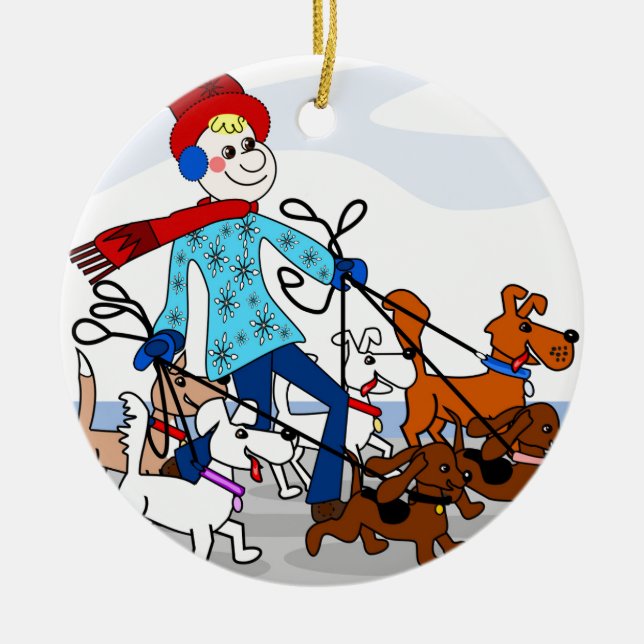 Adorno De Cerámica Caminante del perro (Frente)