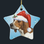 Adorno De Cerámica Caminante feliz de Howlidays Treeing<br><div class="desc">Celebre las vacaciones con un Coonhound del caminante de Treeing que lleva un gorra de Santa. Gran idea del regalo de vacaciones para la familia y los amigos Perro-cariñosos del caminante. ¡Howlidays feliz!</div>