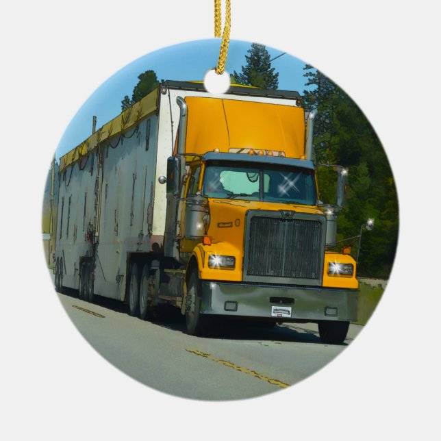 Adorno De Cerámica Camión amarillo grande y arte en la autopista para (Frente)
