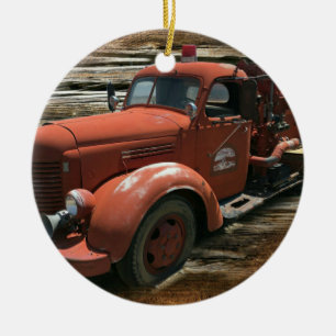 Adorno De Cerámica Camión antigüo de bomberos vintage