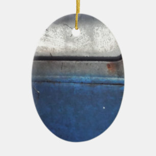 Adorno De Cerámica Camión blanco y azul brillante