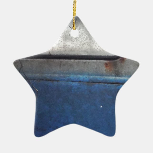 Adorno De Cerámica Camión blanco y azul brillante (Frente)