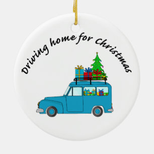Adorno De Cerámica Camión "Conduciendo a casa para Navidades" con reg