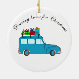 Adorno De Cerámica Camión "Conduciendo a casa para Navidades" con reg