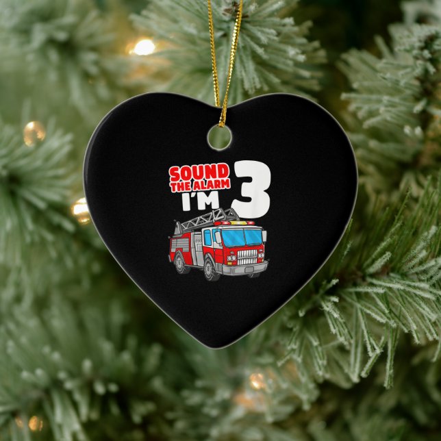 Adorno De Cerámica Camión de bomberos de 3 años de edad tercer cumple (Árbol)