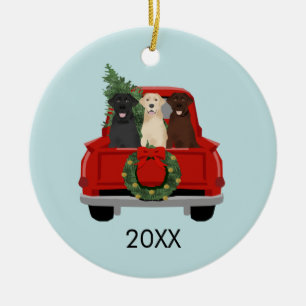 Adorno De Cerámica Camión de Navidades Labradors 20XX