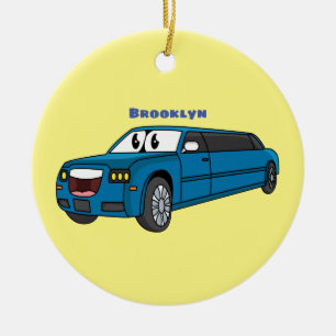 Adorno De Cerámica Camión de personalizado limusina azul muy feliz