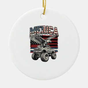 Adorno De Cerámica Camión Monstruo Águila Americana Vintage Patriótic