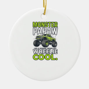 Adorno De Cerámica Camión Monstruo Papá Wheelie Cool Divertido Diseño