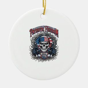 Adorno De Cerámica Camión Monstruo Patriótico 1776 Cráneo Fuera de Ca