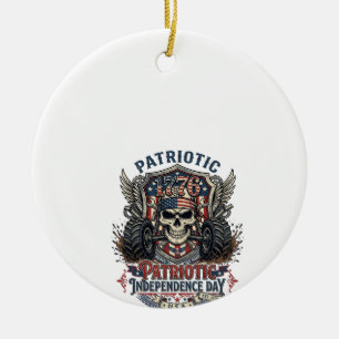Adorno De Cerámica Camión Monstruo Patriótico 1776 Fuera de Carretera