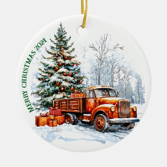 Adorno De Cerámica Camión navidad (Frente)