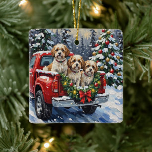 Adorno De Cerámica Camión Rojo de Navidad Malti-Tzu Fiesta