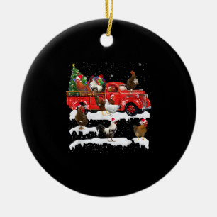 Adorno De Cerámica Camión Rojo en bicicleta navideña Feliz Navidad