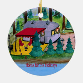 Adorno De Cerámica Camionera retro en el agua de los Navidades del la