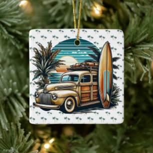 Adorno De Cerámica camioneta surf vintage tropical/hawaiana