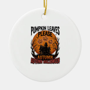 Adorno De Cerámica Camisa de calabaza de otoño con hojas de otoño esp