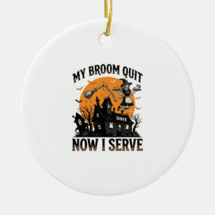 Adorno De Cerámica Camisa de camarera de Halloween Escoba Rota Humor_