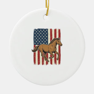 Adorno De Cerámica Camisa de diseño de bandera patriótica de caballo 