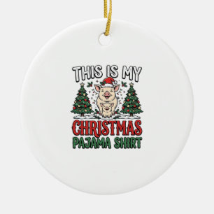 Adorno De Cerámica Camisa de pijama de Navidad Cerdo Lindo Vector Des