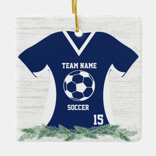 Adorno De Cerámica Camisas azules y blancas de Jersey de fútbol con f (Anverso)