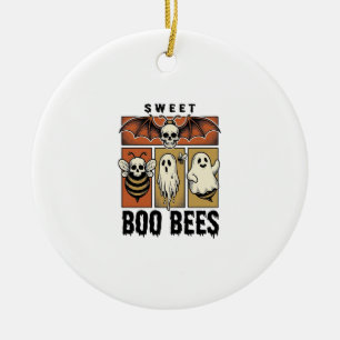 Adorno De Cerámica Camiseta Abeja de Halloween con Grabado Antiguo Ab
