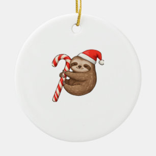 Adorno De Cerámica Camiseta clásica de perezoso de Navidad abrazando 