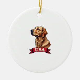 Adorno De Cerámica Camiseta con grabado de Golden Retriever Vintage U