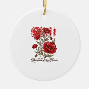 Adorno De Cerámica Camiseta conmemorativa vintage Amapola Roja Recuer
